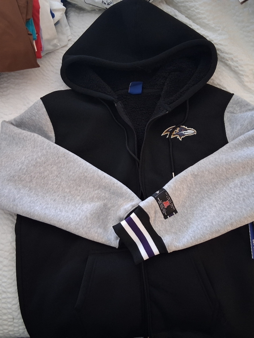 Baltimore Ravens Hooded Zip Jacket - Black & Gray NWT Medium
